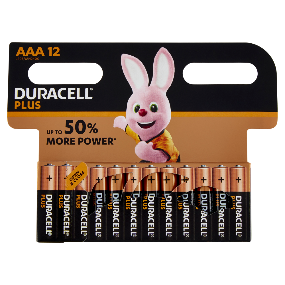 DURACELL POWER PLUS tipo di batterie alcaline AAA 1.5V Confezione da 12 