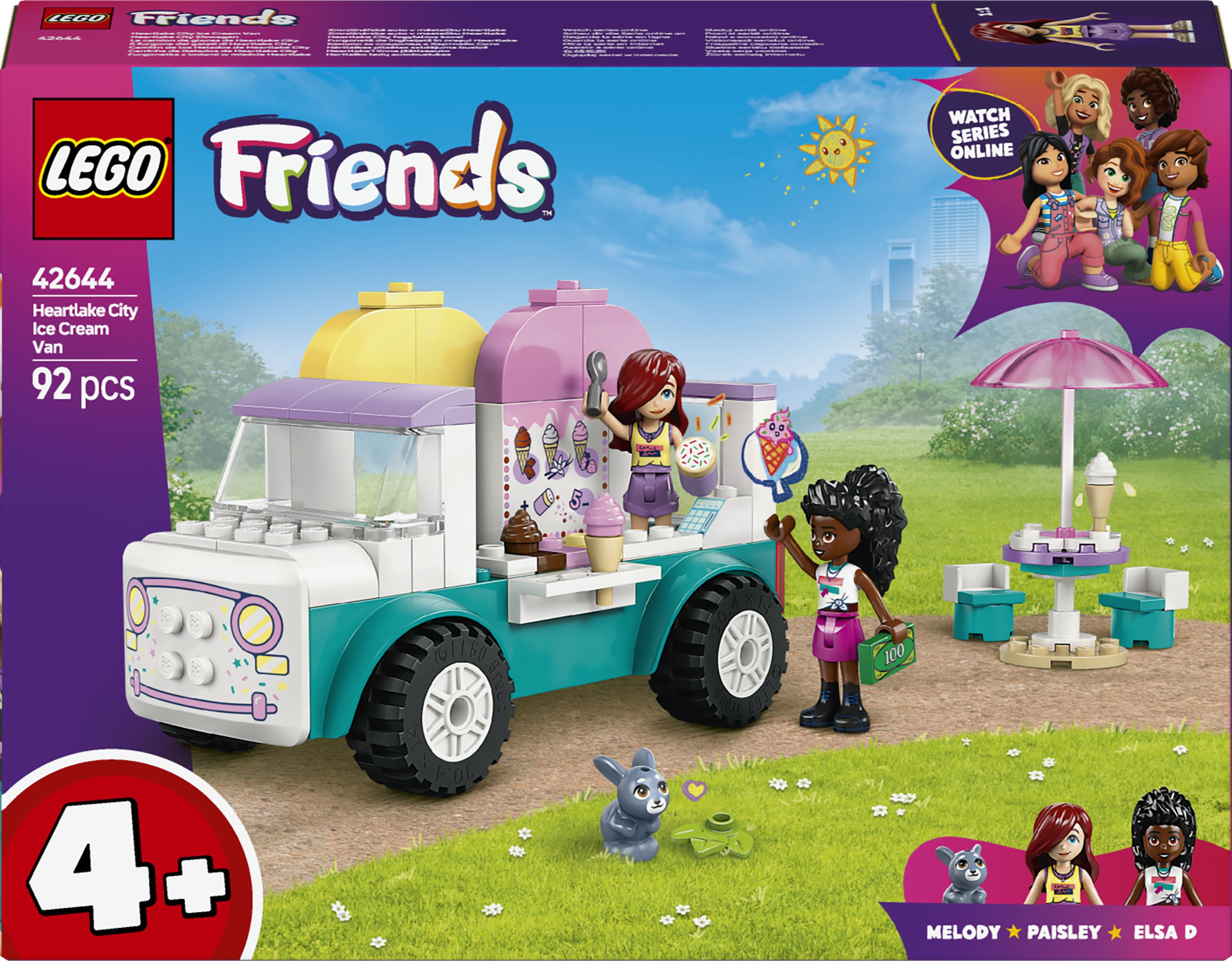 LEGO Friends 42644 Il Furgone dei Gelati di Heartlake City, Giochi Didattici Bambine 4+, Camion Giocattolo, Cibo e Accessori
