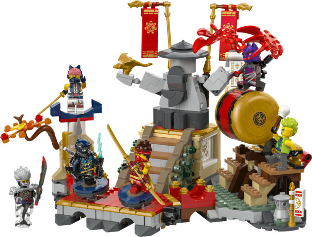 LEGO NINJAGO 71818 Torneo: Arena di Battaglia, Giochi per Bambini 7+ Anni con 6 Minifigure e Tempio con Funzioni da Costruire