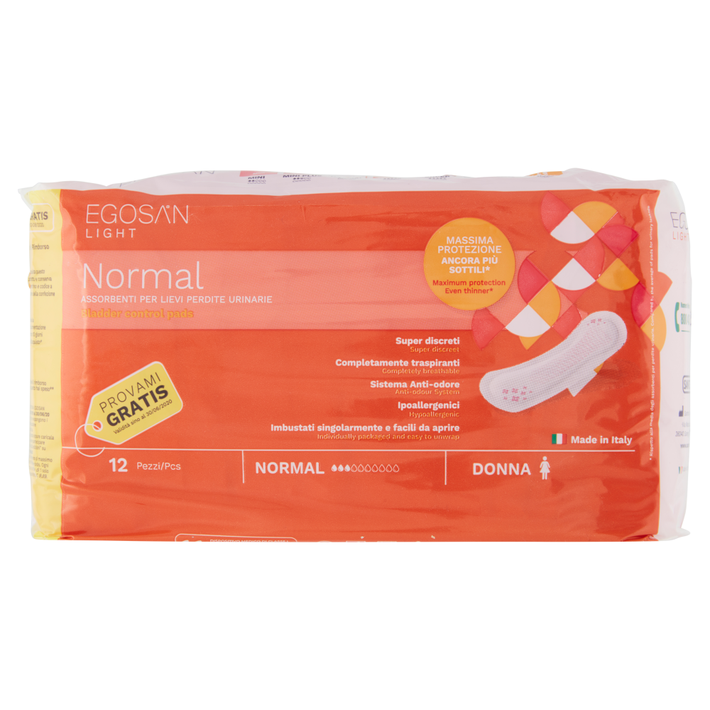 Egosan Light Normal Assorbenti per Lievi Perdite Urinarie Donna 12 pz