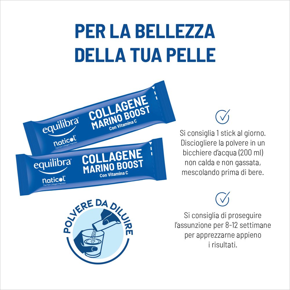 Equilibra Collagene Marino Boost con Vitamina C 14 Stick monodose 140 g