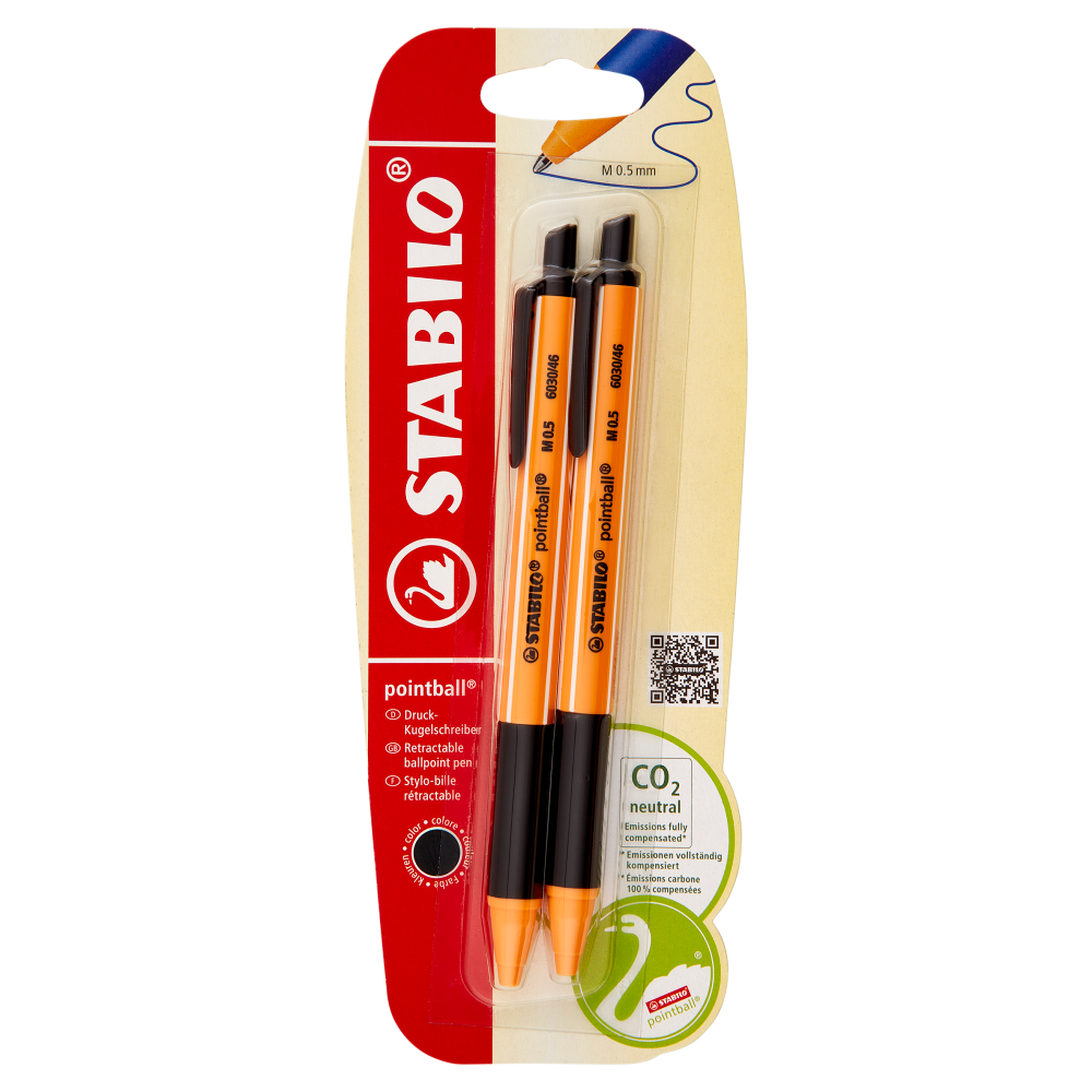 STABILO pointball penna a sfera CO2 neutral nero - blister da 2 pz.
