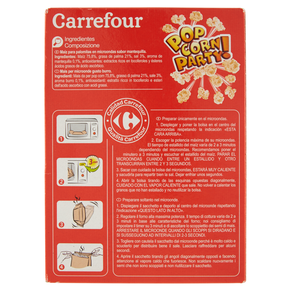 Carrefour Popcorn Gusto Burro 3 x 100 g