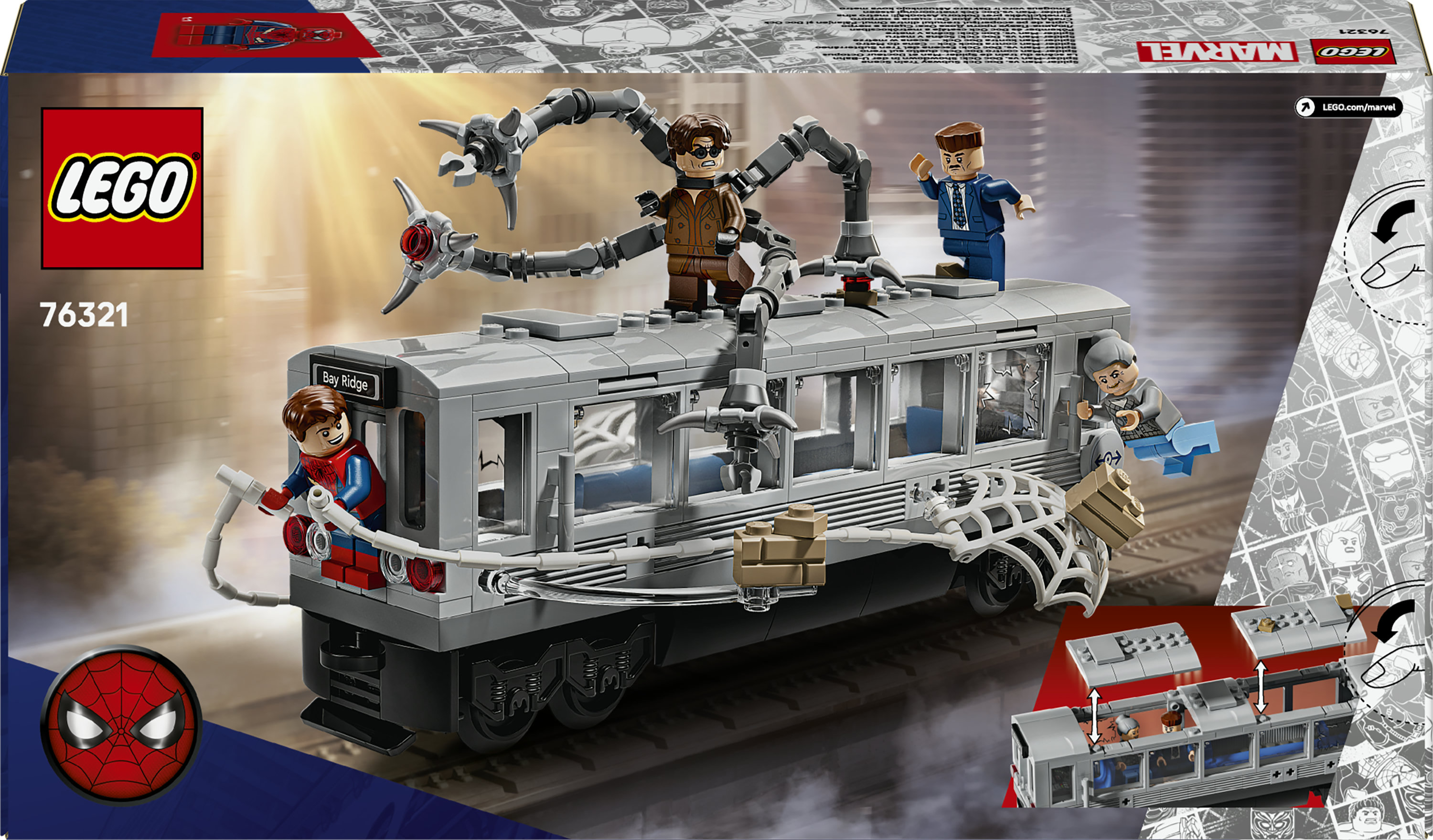 LEGO ǀ Marvel 76321 Spider-Man Contro Doc Ock: Duello sul Treno, Giocattolo con 4 Minifigure da Collezione, Idea Regalo 9+