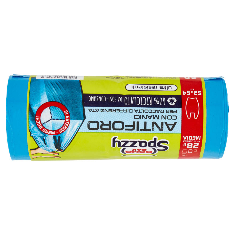 Domopak Spazzy Antiforo con Manici 28 lt Pattumiera Media 52x54 cm 20 pz