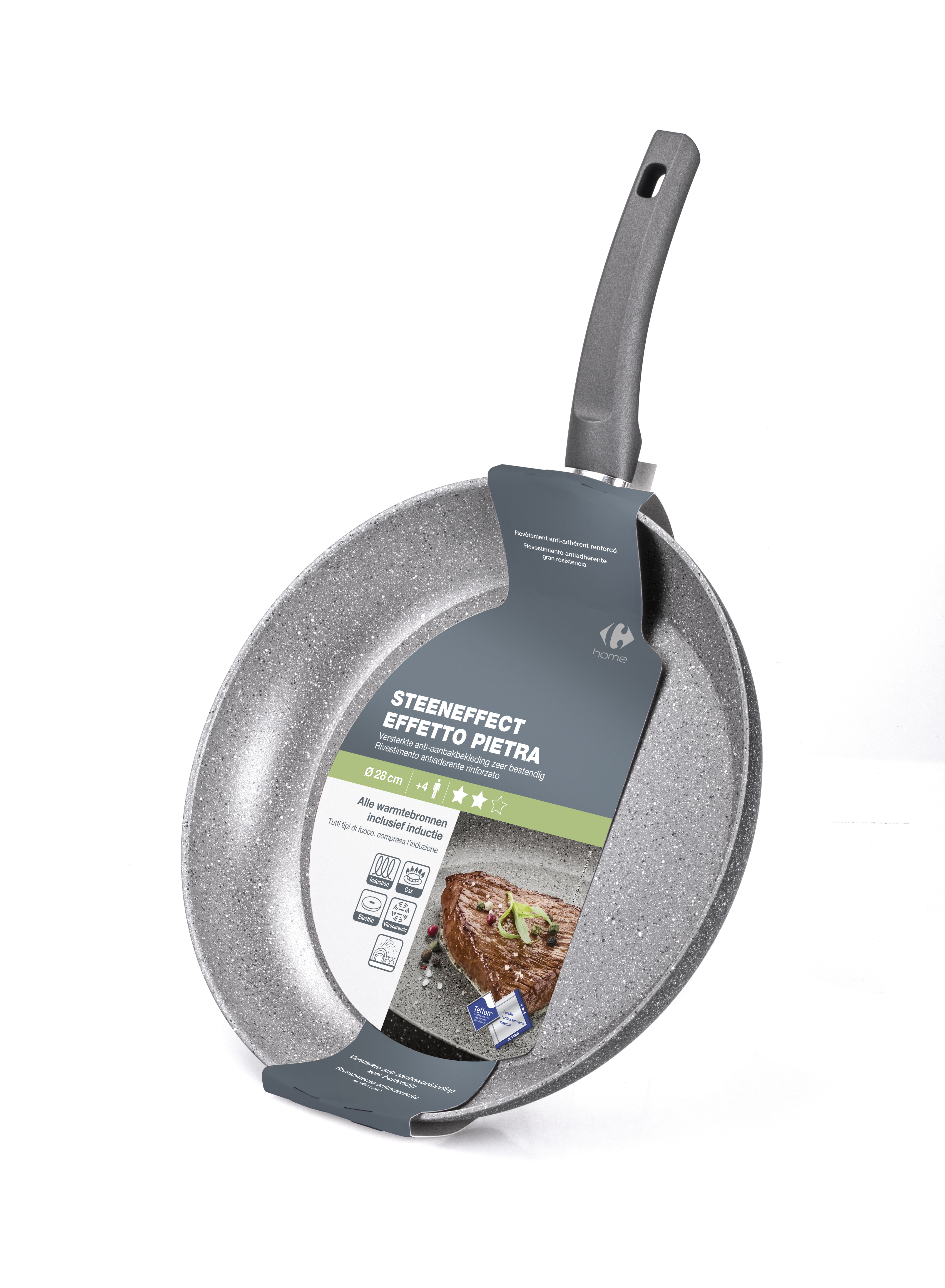 Carrefour Home Padella 32 cm per induzione con rivestimento effetto pietra