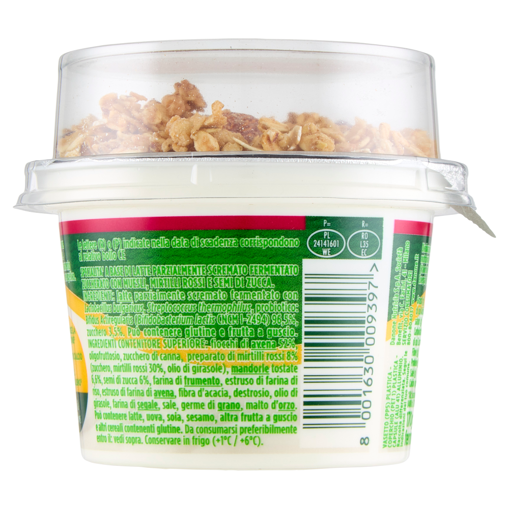 ACTIVIA Fibre Mix&Go con Probiotico Bifidus, Yogurt Bianco con Muesli,Semi Zucca,Mirtilli Rossi,170g