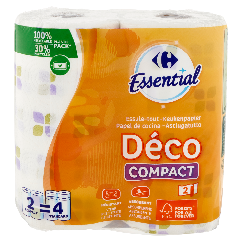 Carrefour Essential Asciugatutto Déco Compact 2 Veli 2 pz