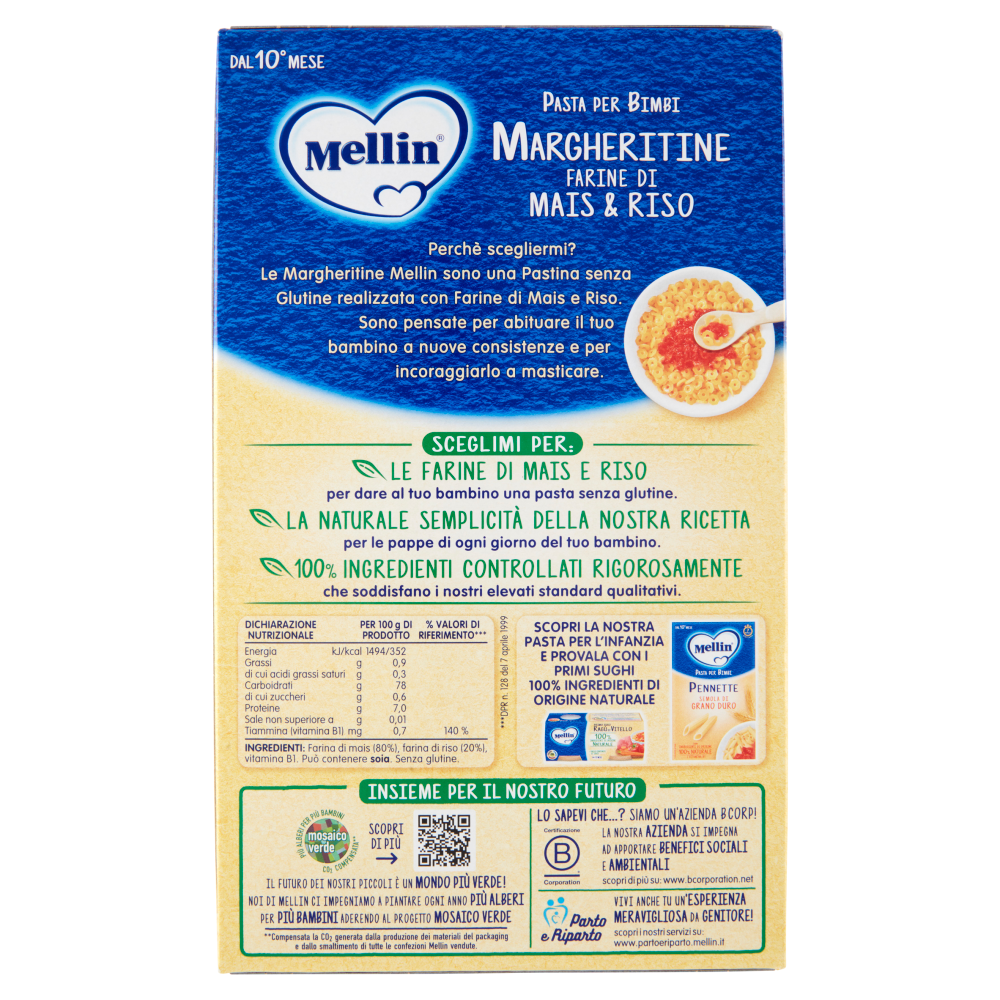 Mellin Pasta per Bimbi Margheritine Farine di Mais & Riso 280 g