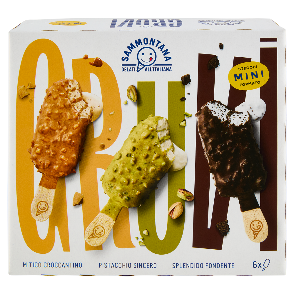 Sammontana Gruvi Mini Mitico Croccantino, Pistacchio Sincero, Splendido Fondente 6 x 37,5 g