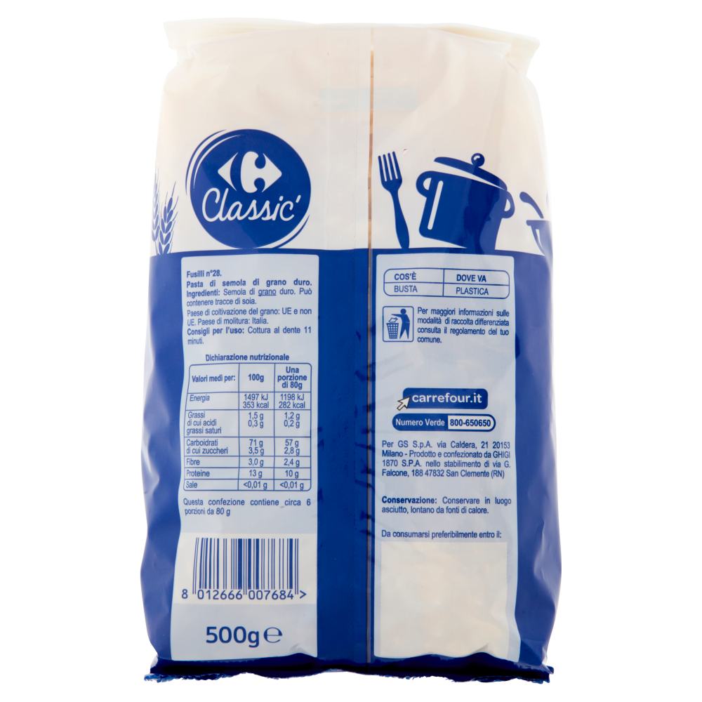 Carrefour Classic Fusilli N.28 500 g
