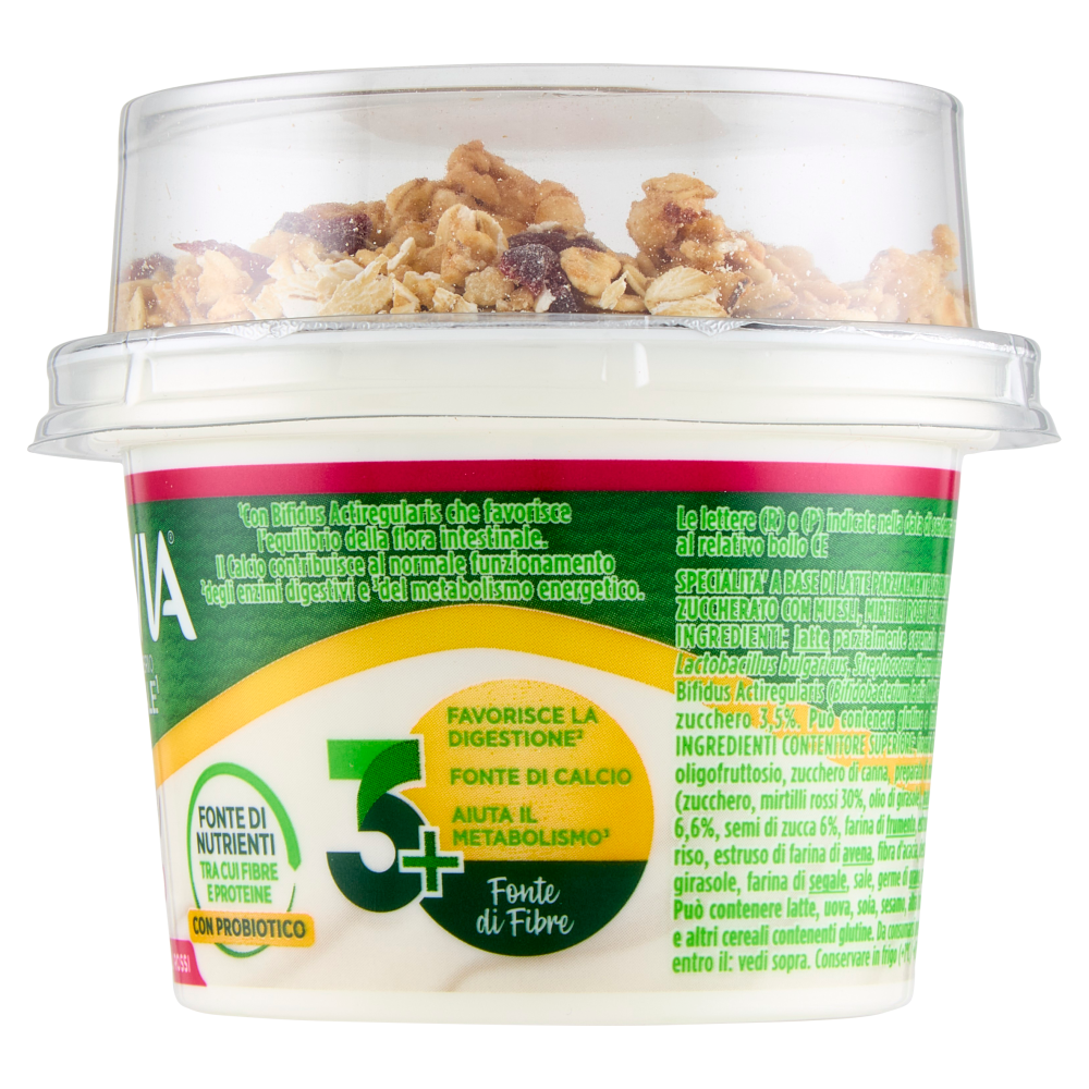 ACTIVIA Fibre Mix&Go con Probiotico Bifidus, Yogurt Bianco con Muesli,Semi Zucca,Mirtilli Rossi,170g