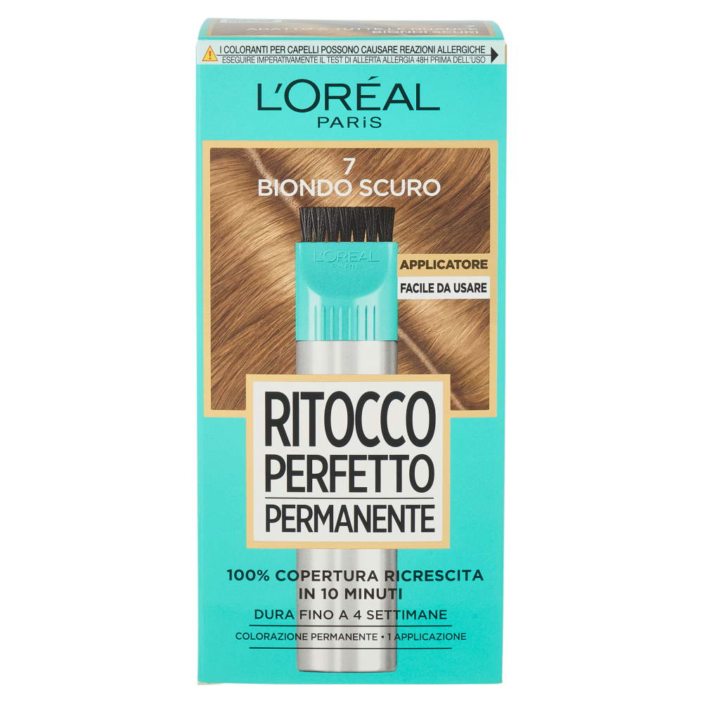 L'Or&eacute;al Paris Colorazione Ritocco Perfetto Permanente, 100% Copertura Ricrescita, 7 Biondo Scuro 
