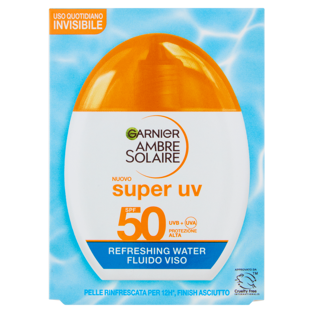 Garnier Ambre Solaire super uv SPF 50 Refreshing Water Fluido Viso Invisibile 40 ml