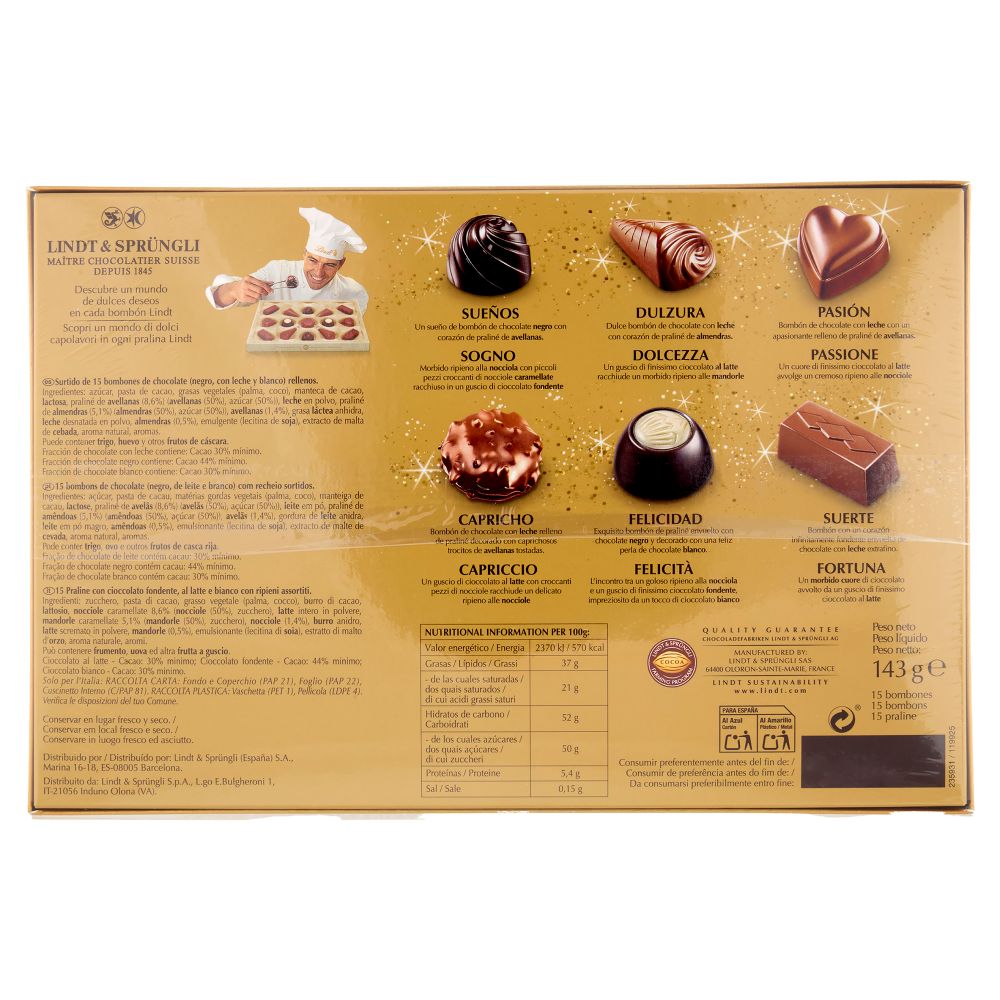 Lindt Dolci Capolavori Cioccolatini assortiti Scatola regalo 143 g