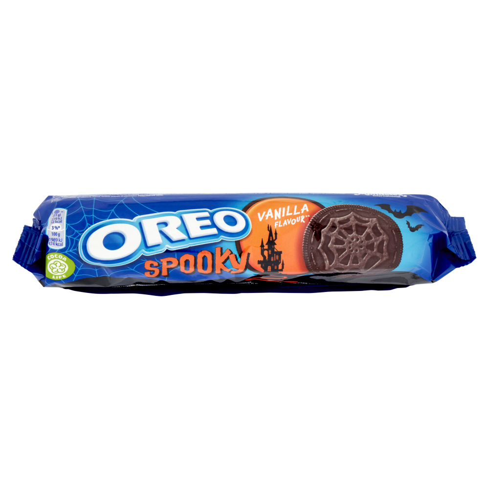 Oreo Original Spookie, biscotti al cacao magro ripieni di crema al gusto vaniglia - 154 g