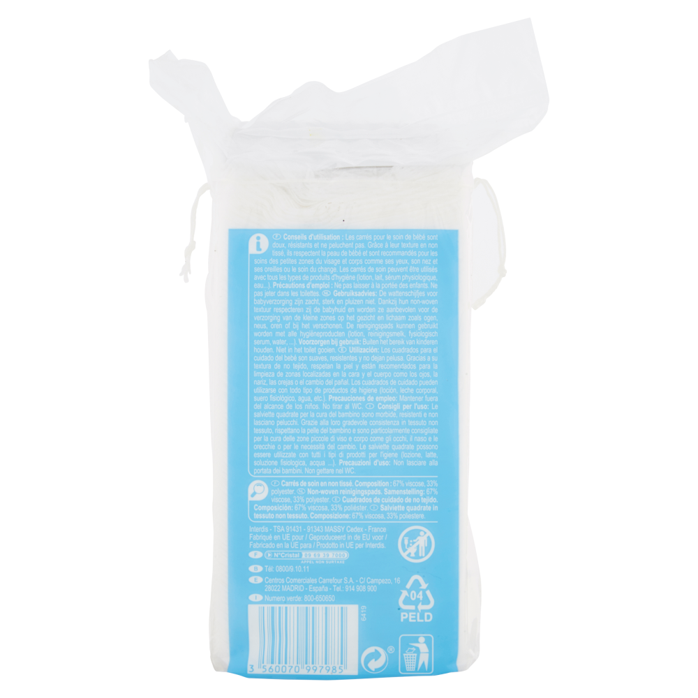 Carrefour Baby Sensitive Salviette quadrate per la cura del bambino 100 pz