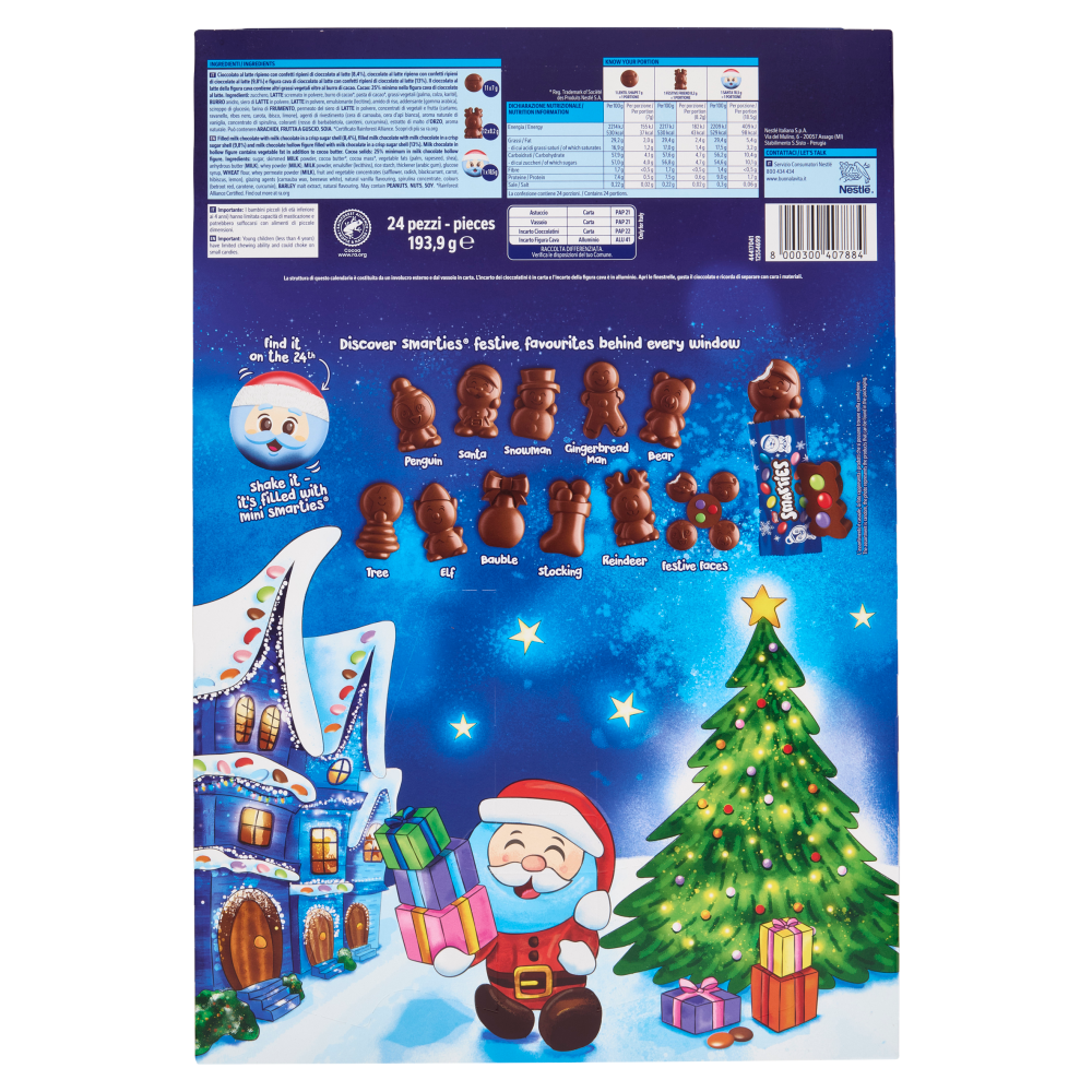 SMARTIES Calendario Avvento Personaggi di Cioccolato al Latte con Confetti al Cioccolato 193,9g