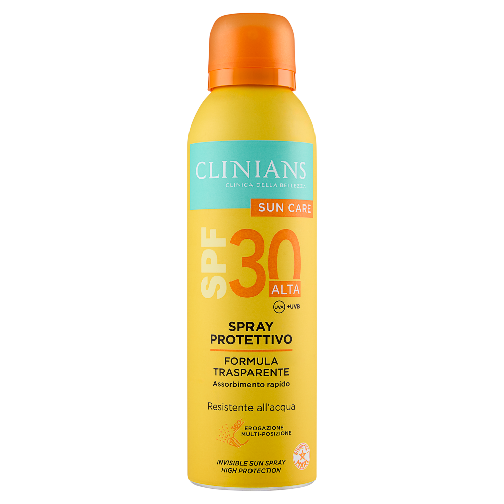 Clinians Sun Care Spray Protettivo Formula Trasparente SPF 30 Alta 150 mL