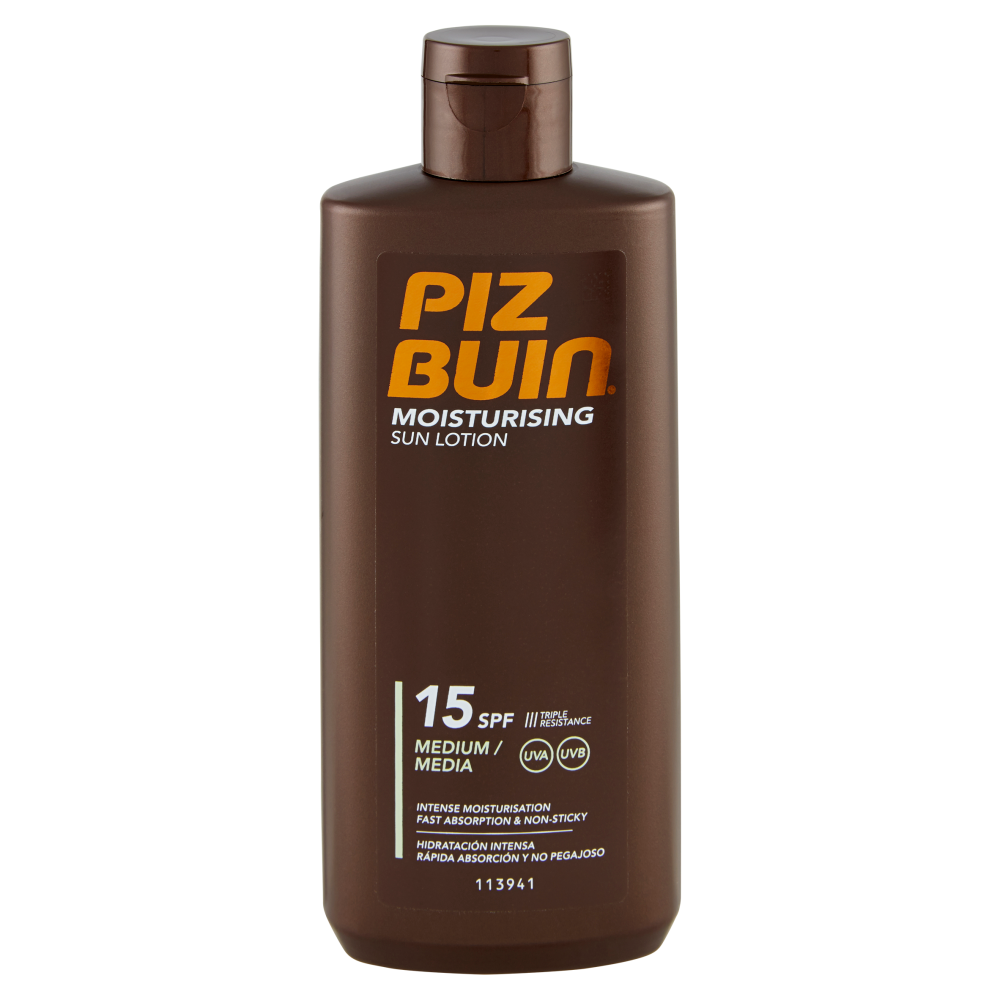 Piz Buin Lozione Solare Idratante, 15 SPF, Protezione Media, 200ml