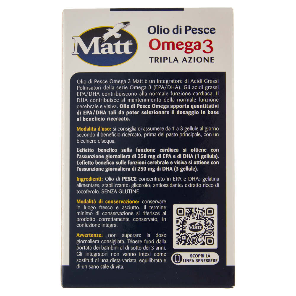 Matt Benessere Olio di Pesce Omega 3 Tripla Azione 40 gellule 29,4 g