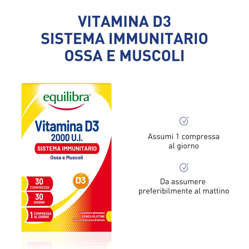 Equilibra Vitamina D3 2000 U.I. Sistema Immunitario 30 Compresse 2,43 g