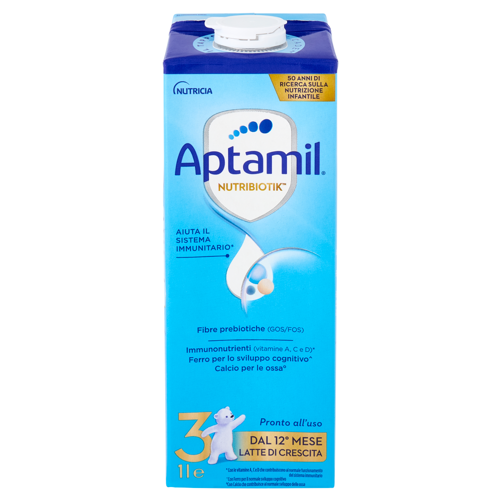 APTAMIL Nutribiotik 3 - Latte di Crescita Liquido, dal 12&deg; mese al 24&deg;, Fonte di Ferro, 1L