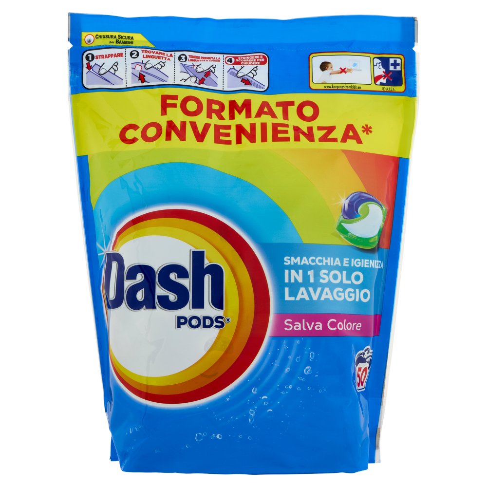 Dash Pods Detersivo Lavatrice In Capsule, Salva Colore, 50 Lavaggi 865 g