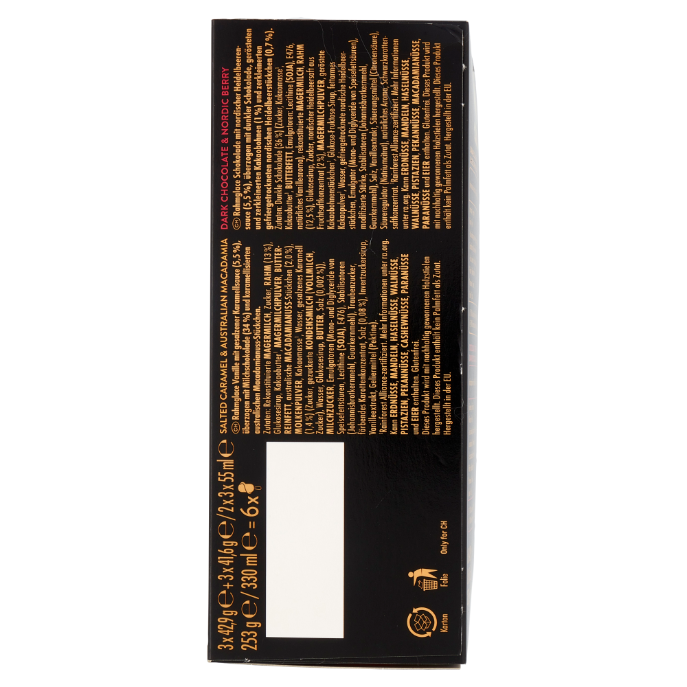 NUII Mini Adventure Caramello Salato e Noci Macadamia e Cioccolato Fondente e Mirtilli 6 Gelati 253g