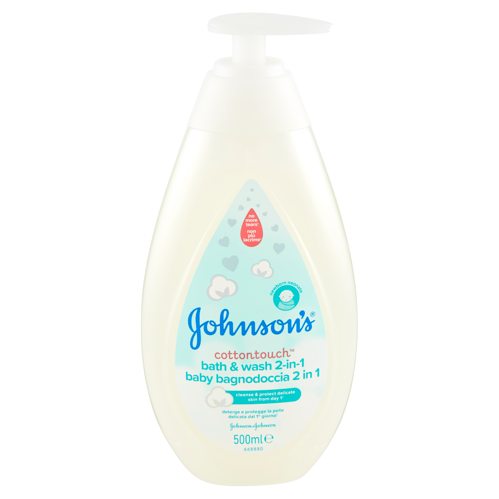 Johnson's Baby Bagnodoccia Cotton Touch 2In1, Ideato Per La Pelle Del Neonato, 500 ml