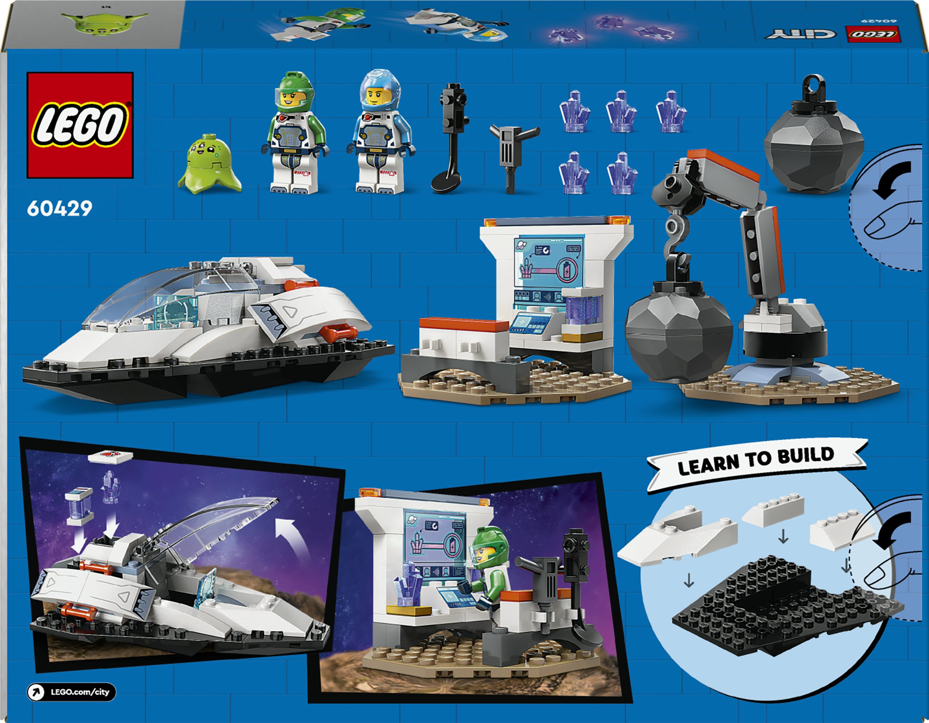 LEGO City 60429 Navetta Spaziale e Scoperta di Asteroidi, Gioco per Bambini 4+ con Astronave Giocattolo, Gru e 2 Minifigure