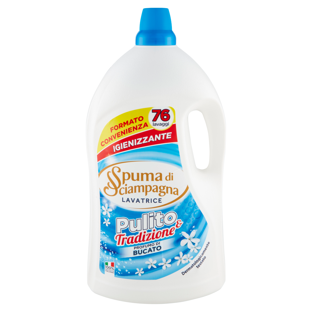 Spuma di Sciampagna Pulito & Tradizione Lavatrice Igienizzante Profumo di Bucato 3800 ml