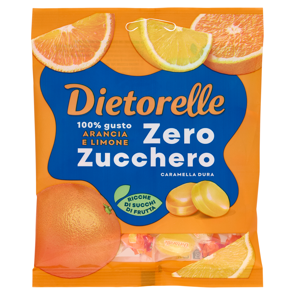 Dietorelle Zero Zucchero Caramella Dura Arancia e Limone 70 g