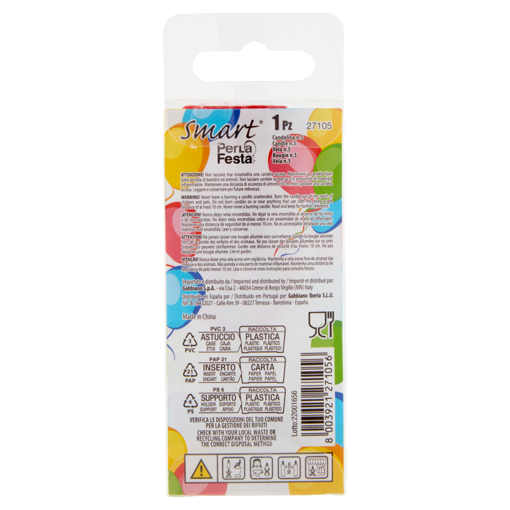 Smart PerLa Festa Candelina Numerale 5 1 pz