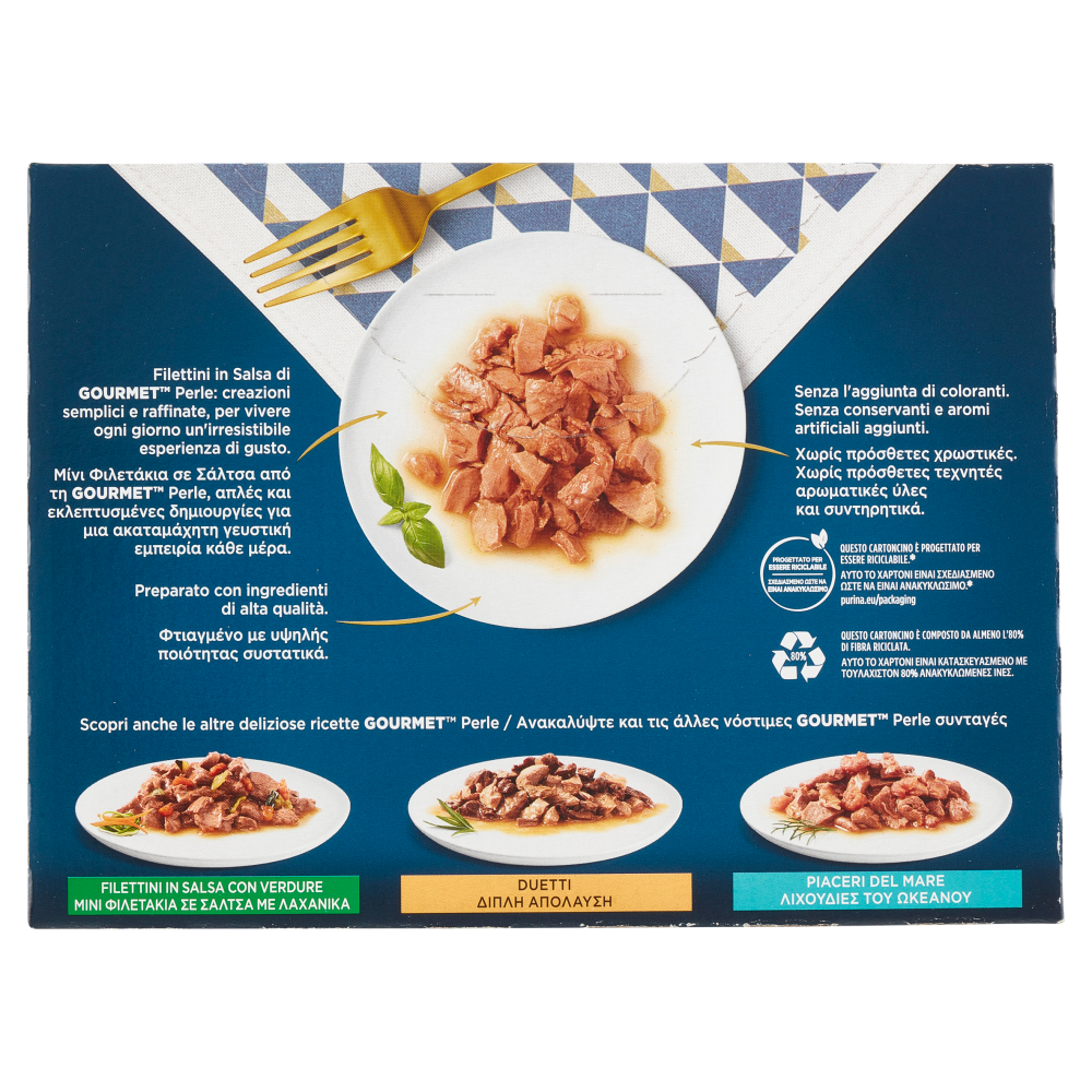 PURINA GOURMET Perle Filettini in Salsa Tacchino / Anatra / Agnello / Tonno 8 x 85 g
