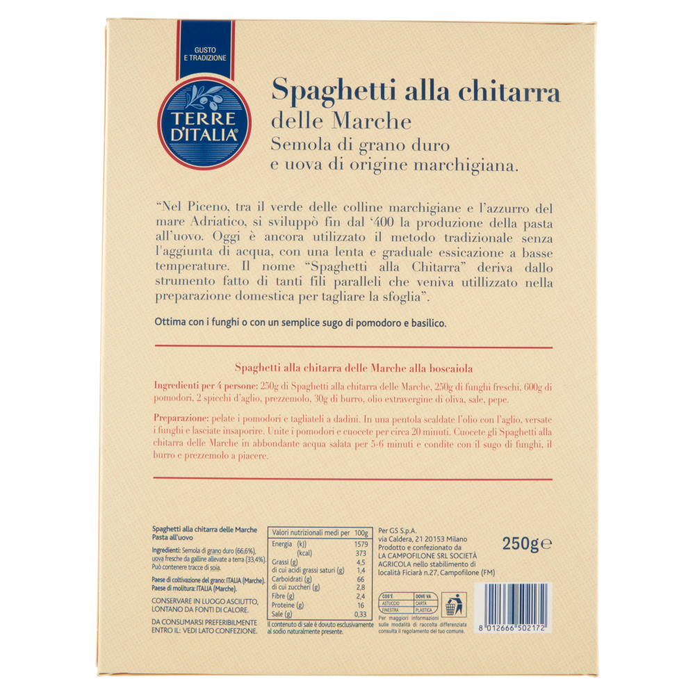 Terre d'Italia Spaghetti alla chitarra delle Marche 250 g