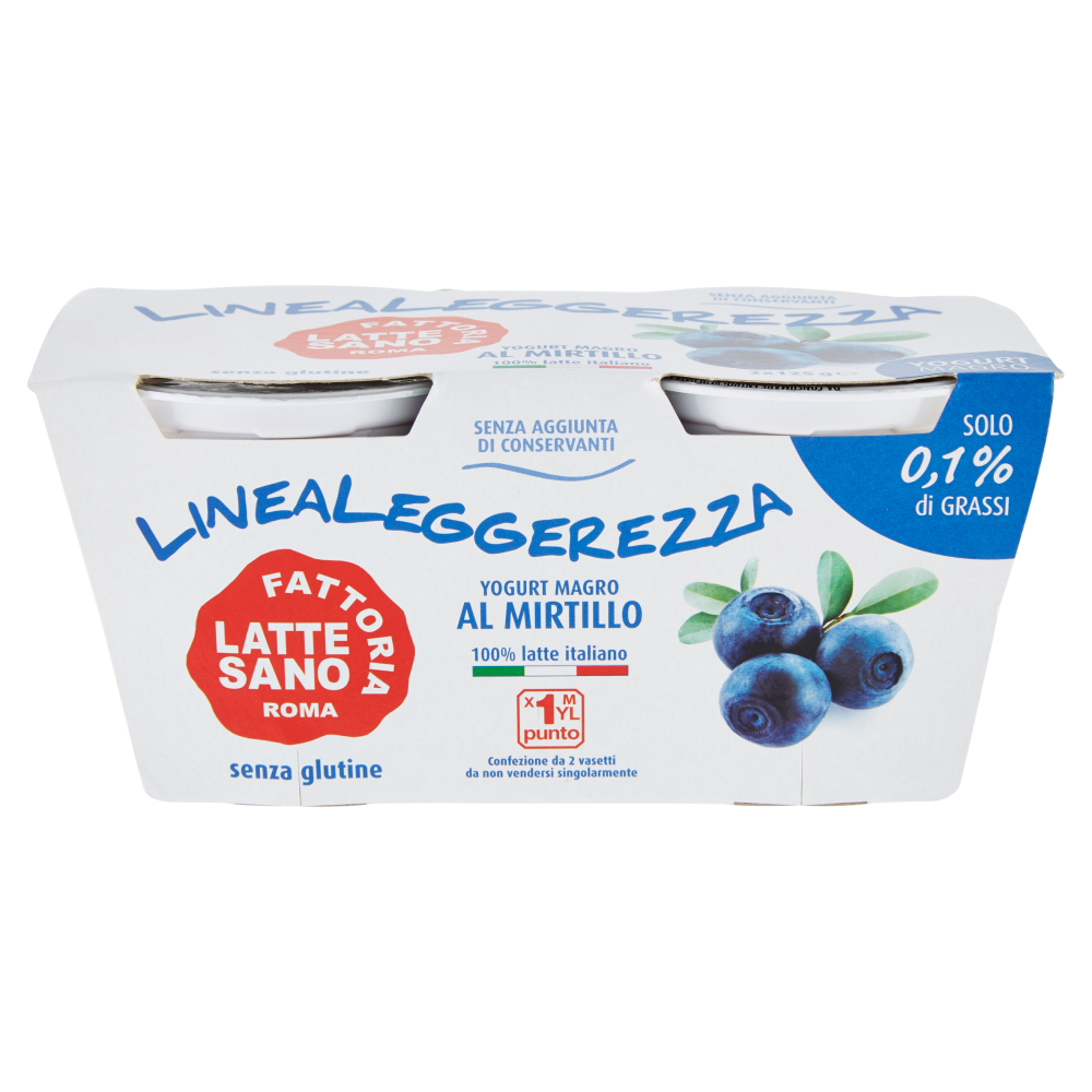 Fattoria Latte Sano Linealeggerezza Yogurt Magro al Mirtillo 2 x 125 g