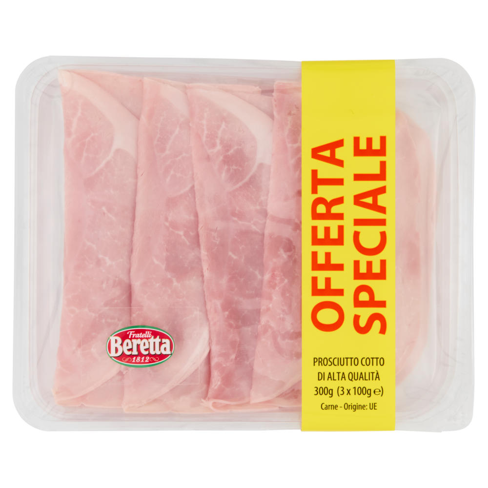 Fratelli Beretta Prosciutto Cotto di Alta Qualit&agrave; 3 x 100 g