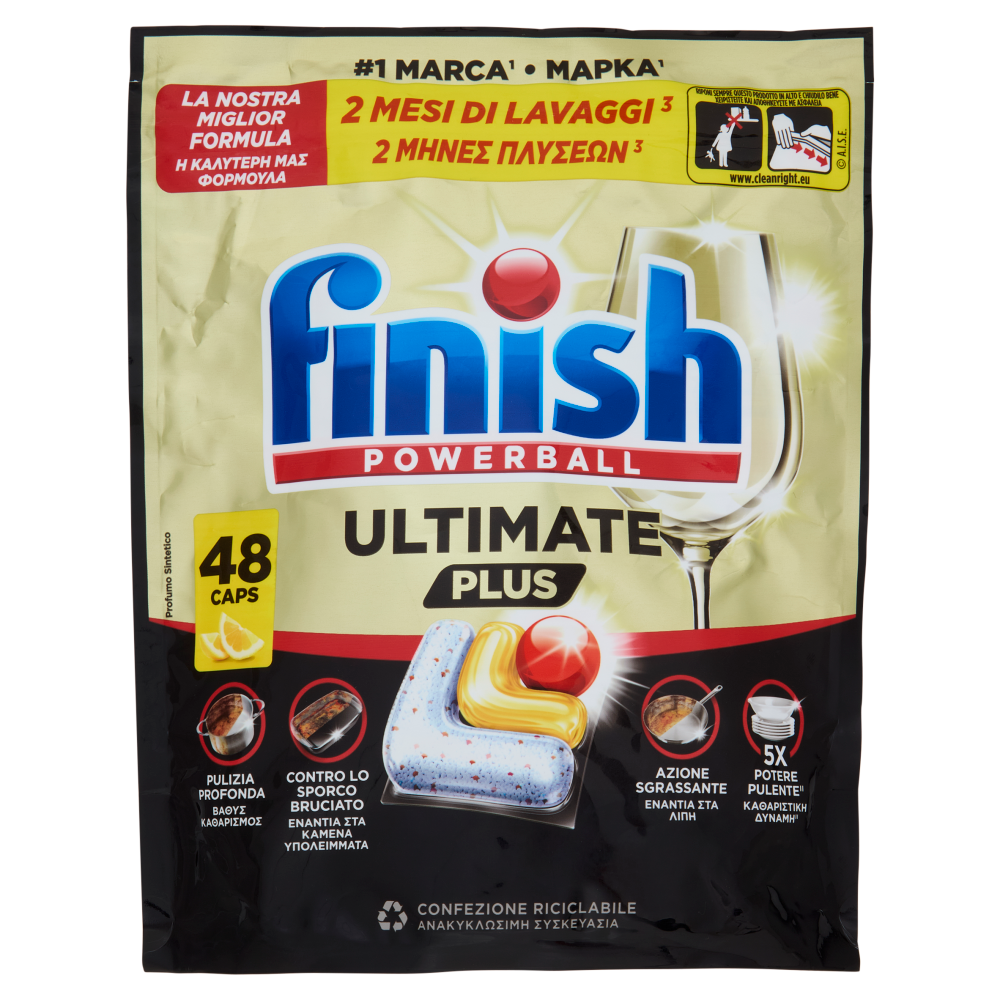 Finish Ultimate Plus Limone pastiglie lavastoviglie 48 lavaggi 585,6 g