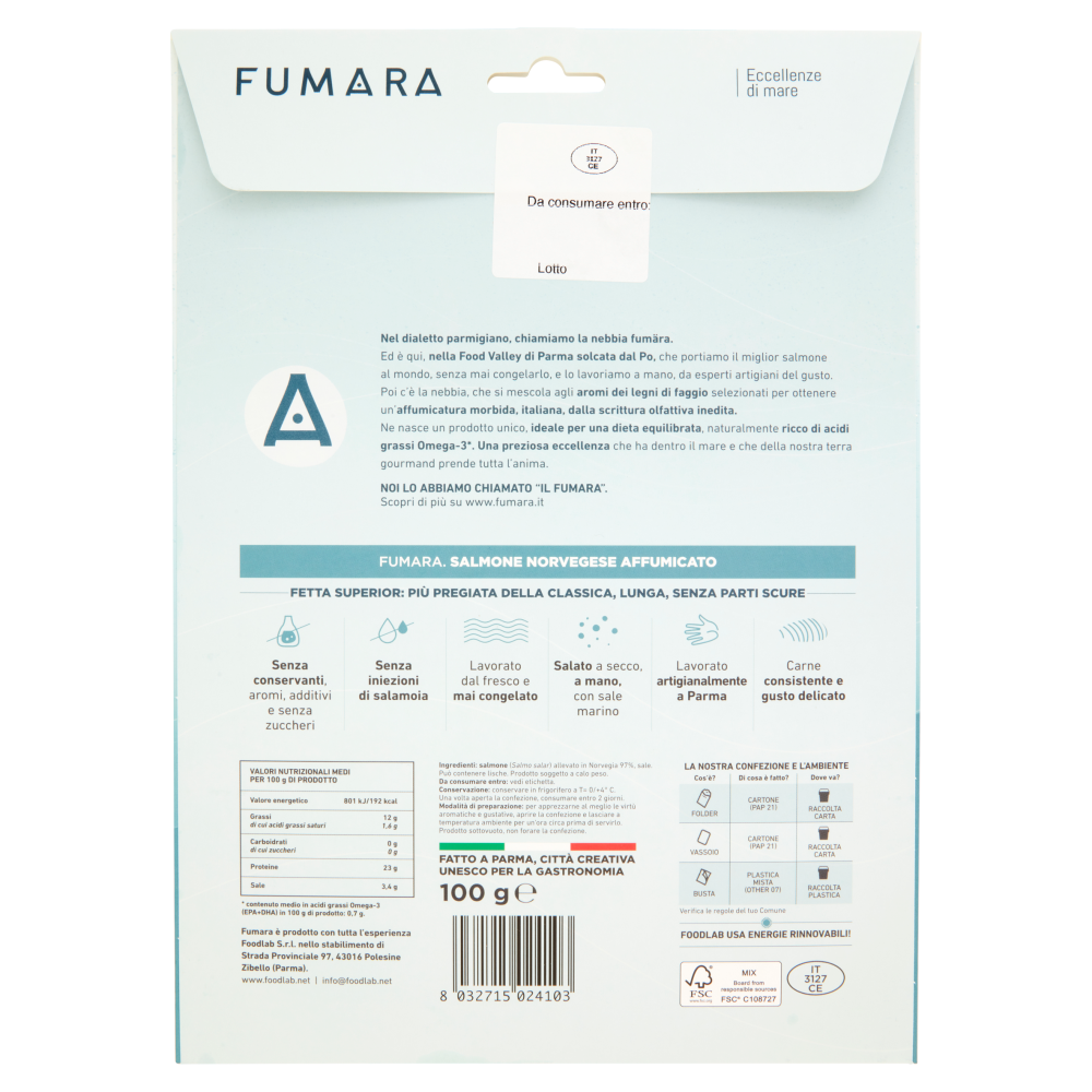 Fumara Salmone Norvegese Affumicato Fetta superior 100 g