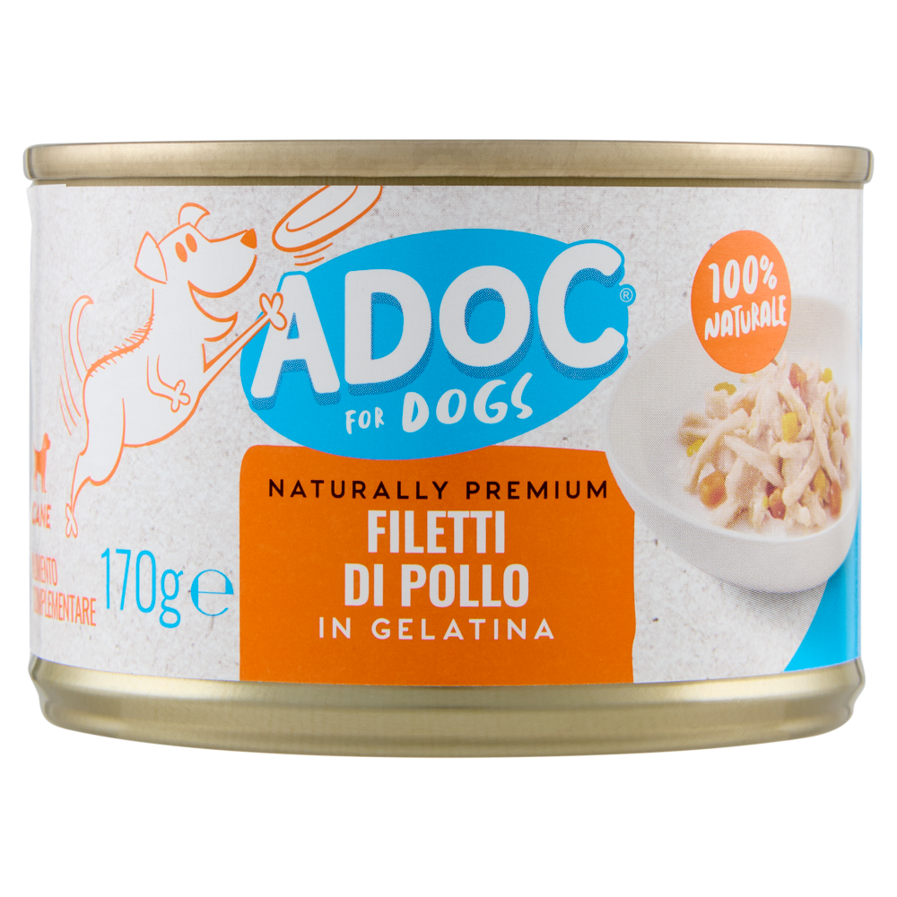 ADoC For Dogs Naturally Premium Filetti di Pollo in Gelatina 170 g