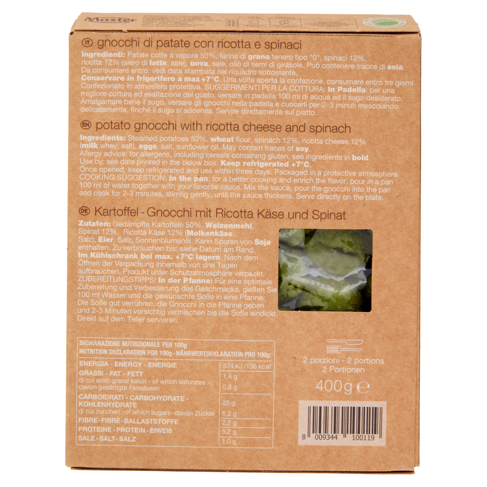 mamma emma gnocchi con ricotta e spinaci 400 g
