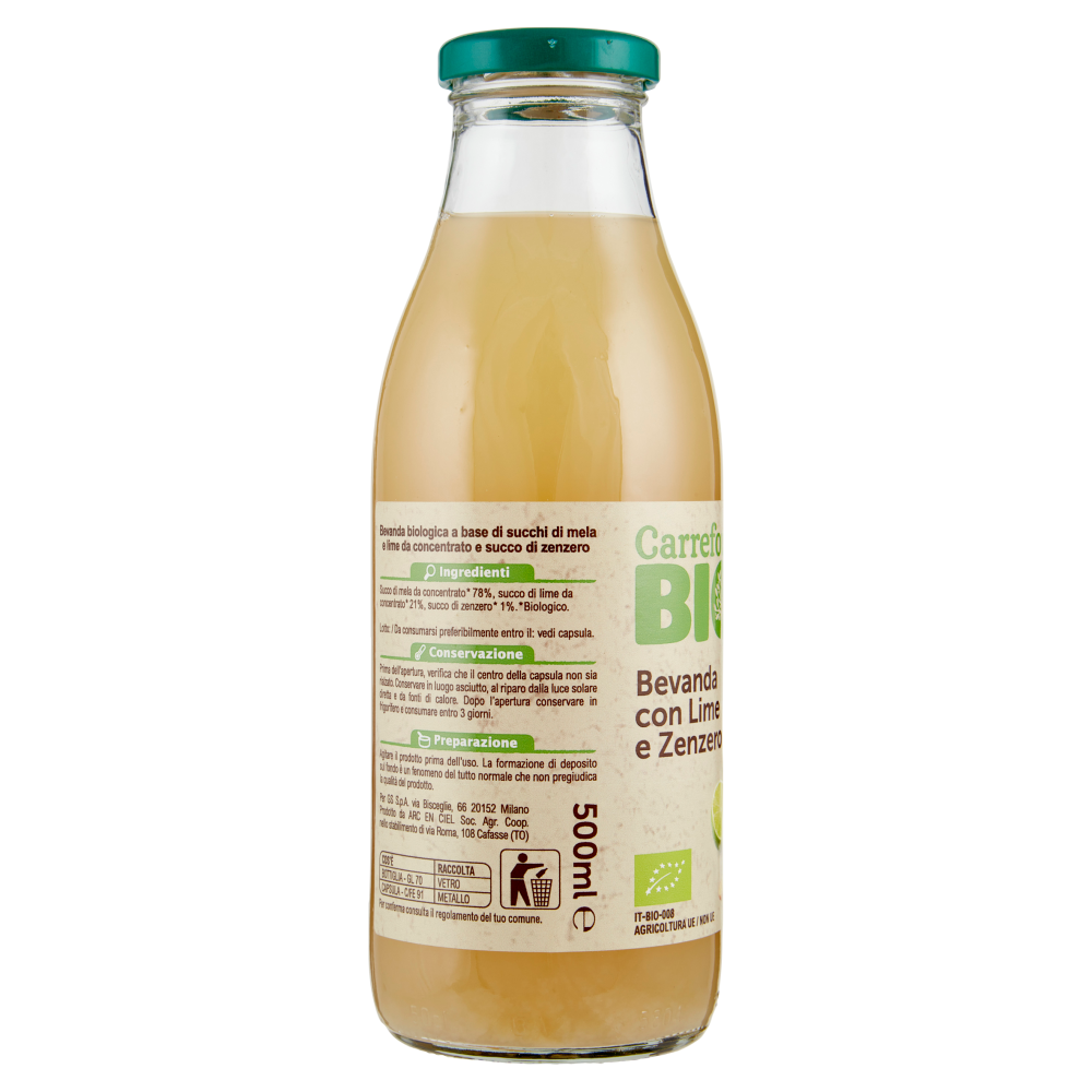 Carrefour Bio Bevanda con Lime e Zenzero 500 ml