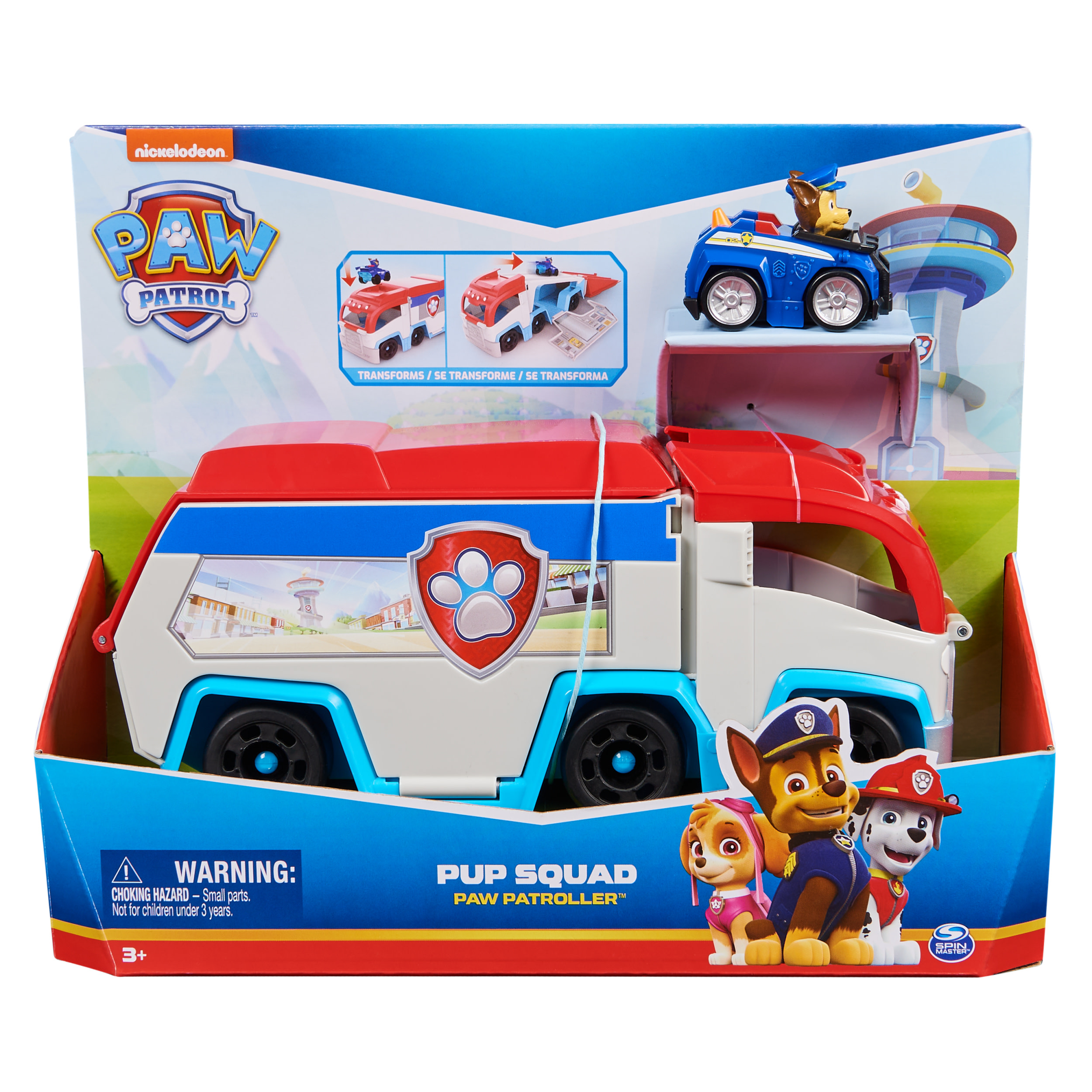 PAW Patrol , Pup Squad Patroller, Veicolo di Squadra, Veicolo Giocattolo con Auto Collezionabile di Chase, Giocattoli per Bambini e Bambine, 3+ Anni