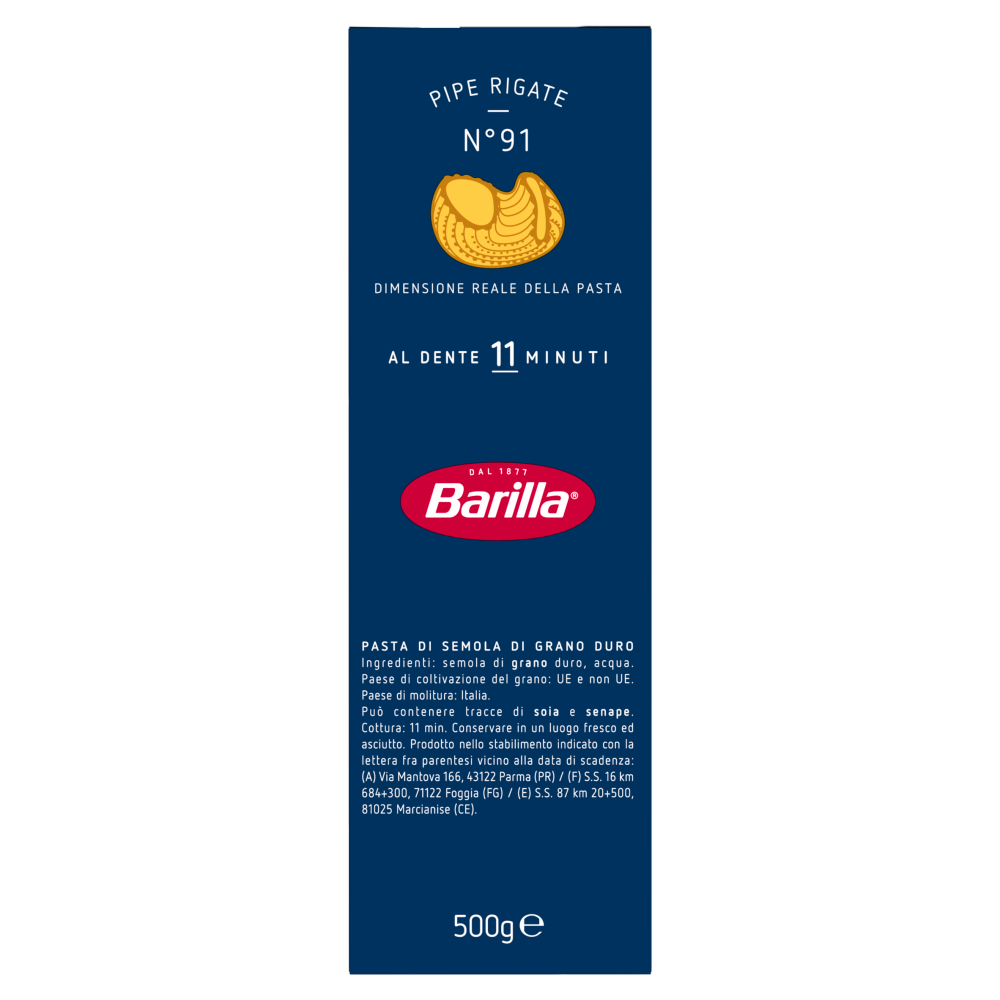 Barilla Pasta Pipe Rigate n.91 500g