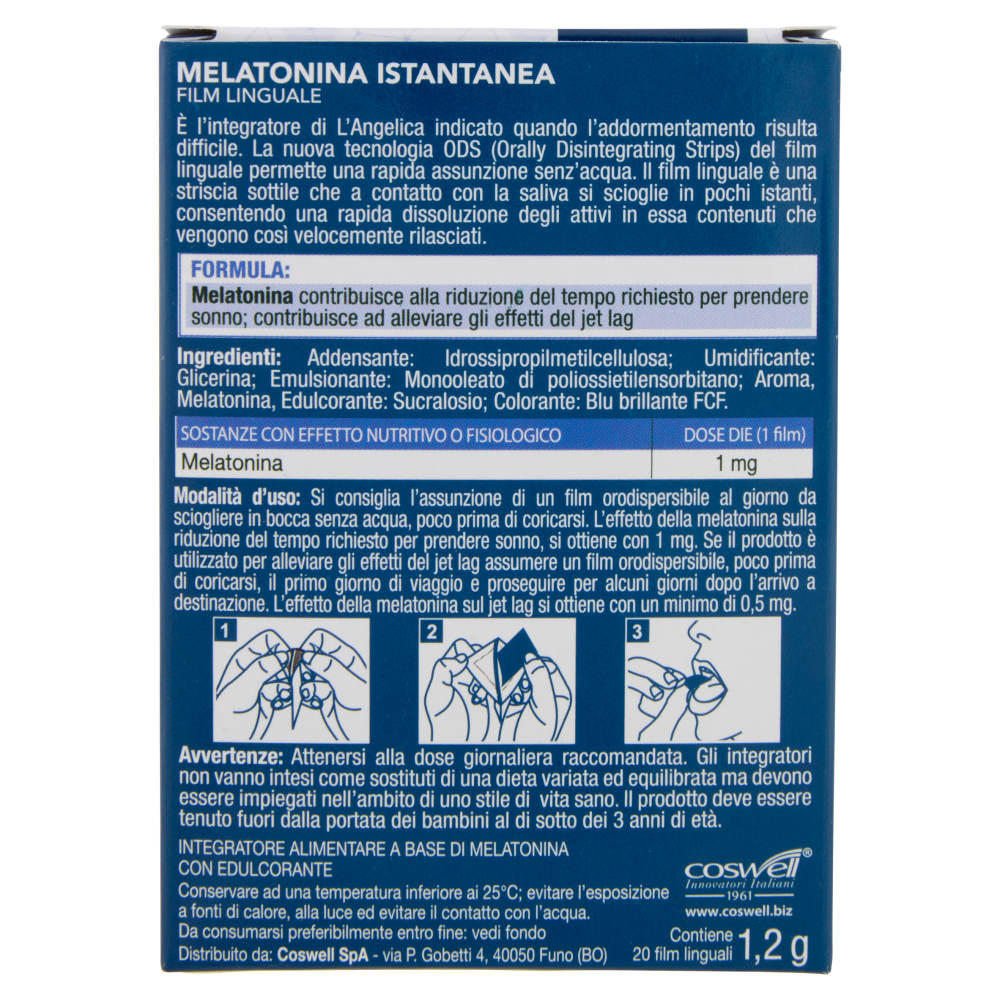 L'Angelica Relax Melatonina Istantanea 20 Film Linguale 1,2 g