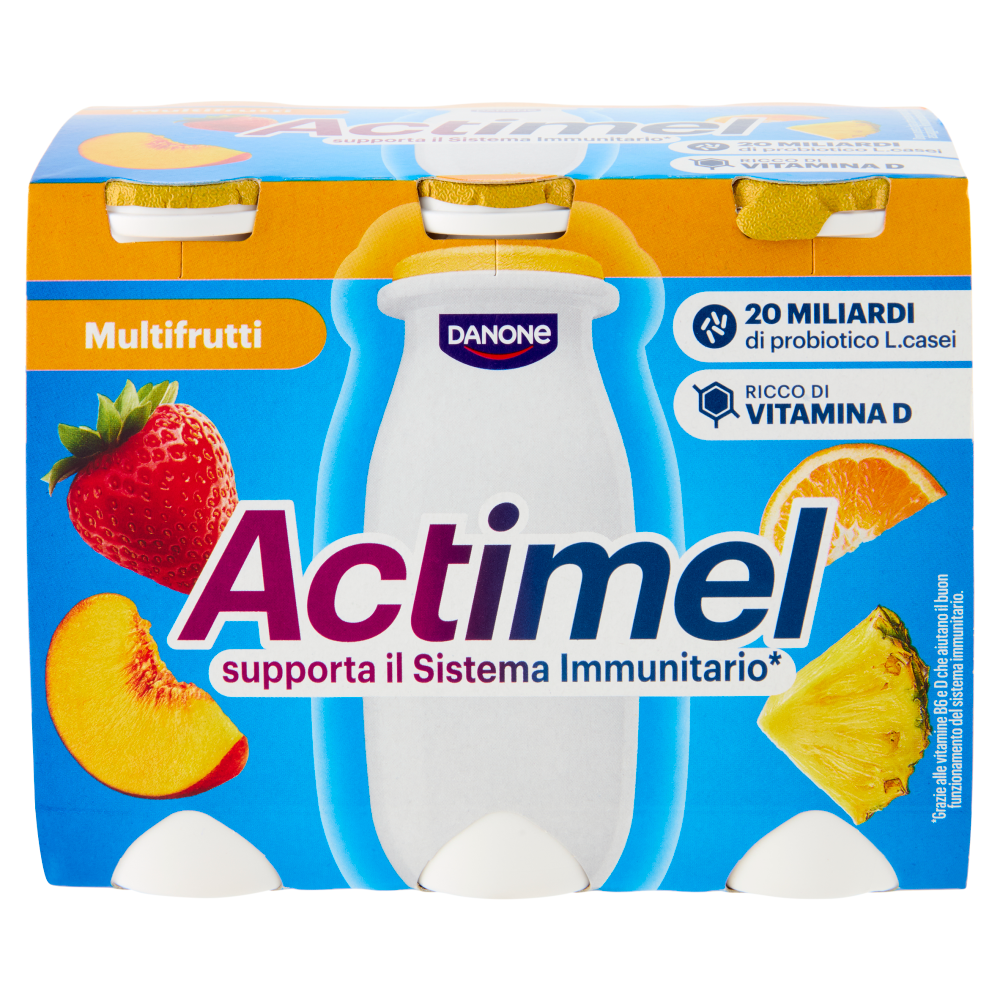 ACTIMEL, Yogurt da Bere con Vit B6 e D per il Sistema Immunitario, Multifrutti, 6X100G