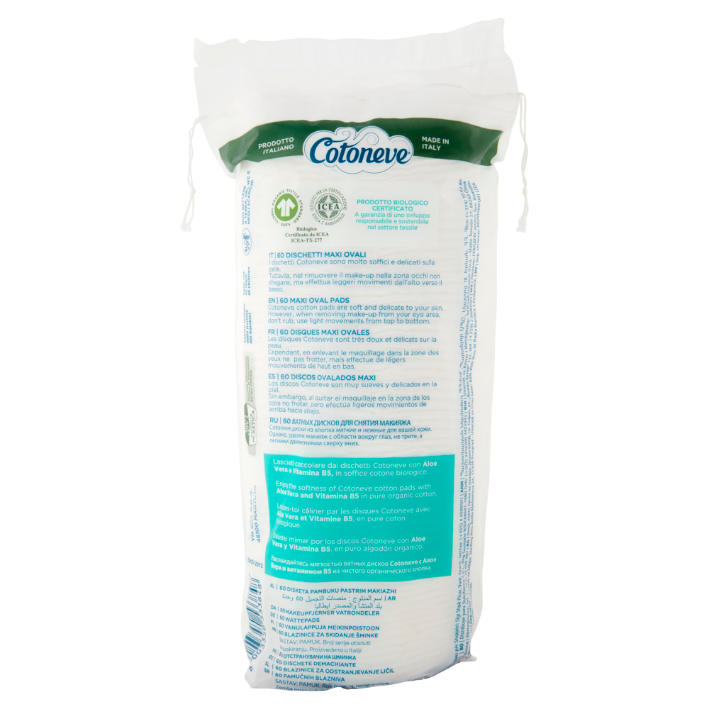 Cotoneve aloe vera e vitamina B5 Dischetti Maxi Ovali 60 pz