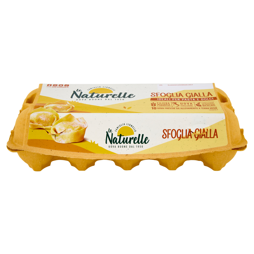 le Naturelle Sfoglia Gialla 10 Uova Fresche da Allevamento a Terra Medie