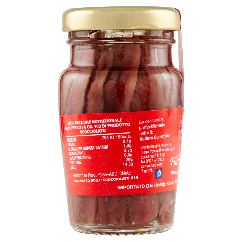 Marca Scudo Filetti di Acciughe in Olio di Semi di Girasole 80 g